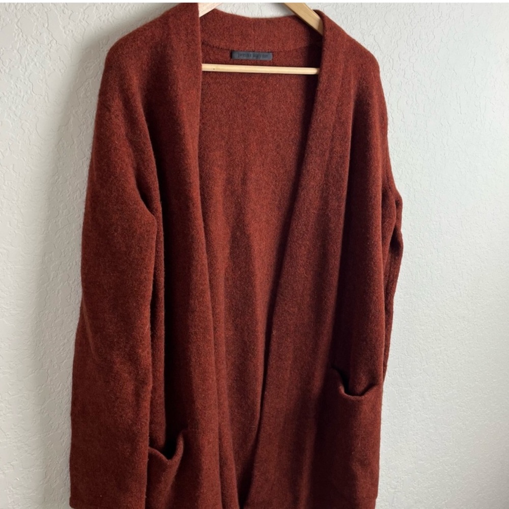 Jenni Kayne Sweater Coat Cardigan Burnt Rust Wool - Picture 8 of 10